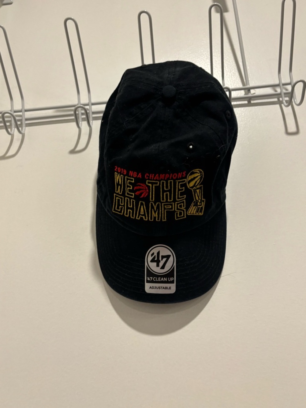 47 Brand Black Hat with Gold and Red Champion Embroidery